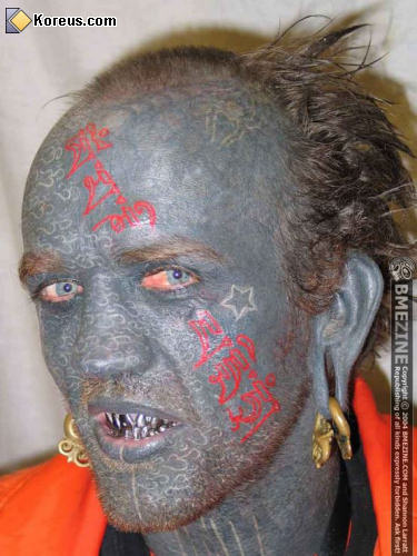 image orc tete tatouate piercing tatoo humour insolite