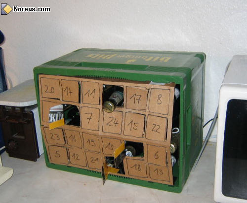 photo calendrier avent caisse de bière père noël christmas fêtes santa claus humour insolite
