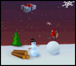 jeu flash Lustiges Weihnachtskugeln boule de neige cadeau tronc arbre père nöel humour insolite