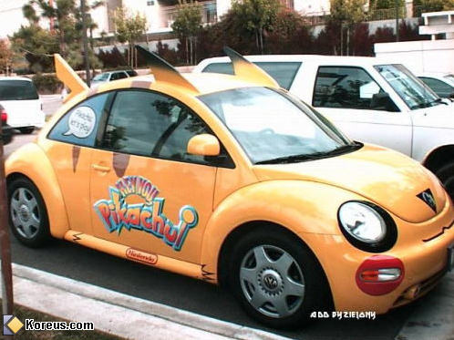 photo tuning voiture new beetle pikachu décoration humour insolite