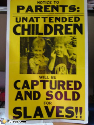 photo unattended children pancarte affiche humour insolite