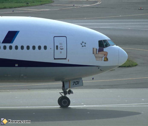 toilettes trompe oeil cockpit photo avion humour insolite