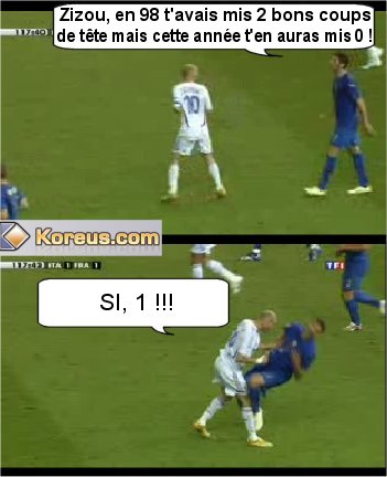 photo zinedine zidane coup tete Marco Materazzi france italie coupe monde 2006 humour insolite