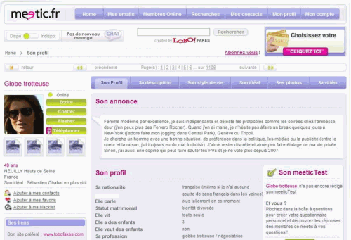 photo cecilia sarkozy profil meetic humour insolite