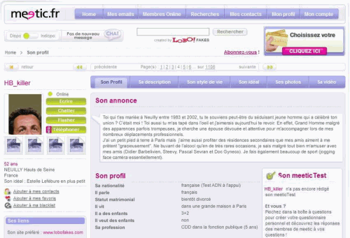 photo nicolas sarkozy profil meetic humour insolite