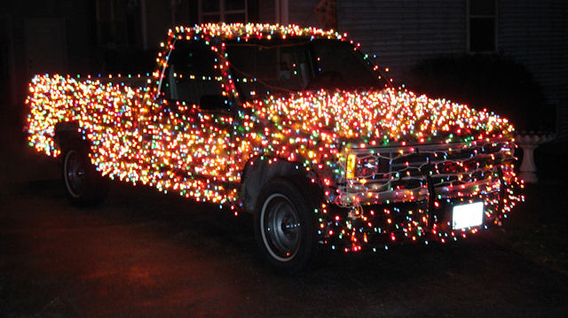 photo humour insolite 3000 lampes pickup voiture noel