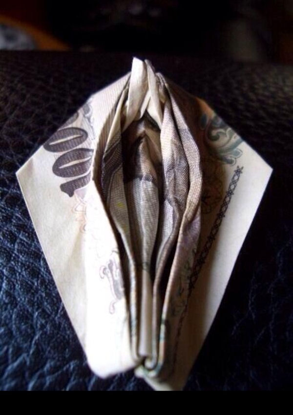 insolite argent billet origami vulve