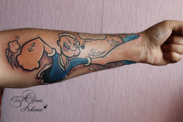 insolite bras popeye tatouage