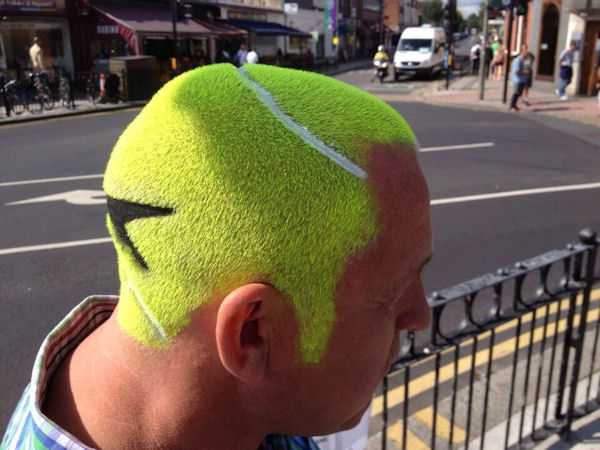 insolite balle cheveux coupe tennis