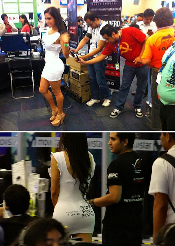 insolite code femme fesse qr robe