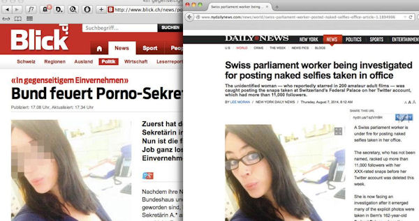 insolite femme floutage journal sein