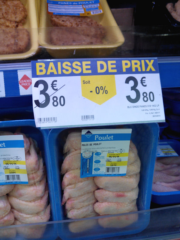 insolite baisse leader magasin poulet price prix promotion