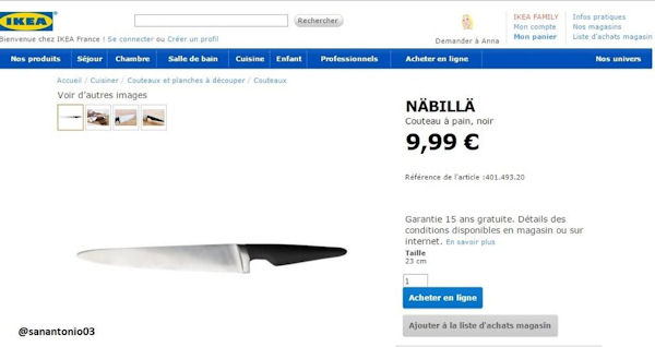 insolite couteau ikea nabilla