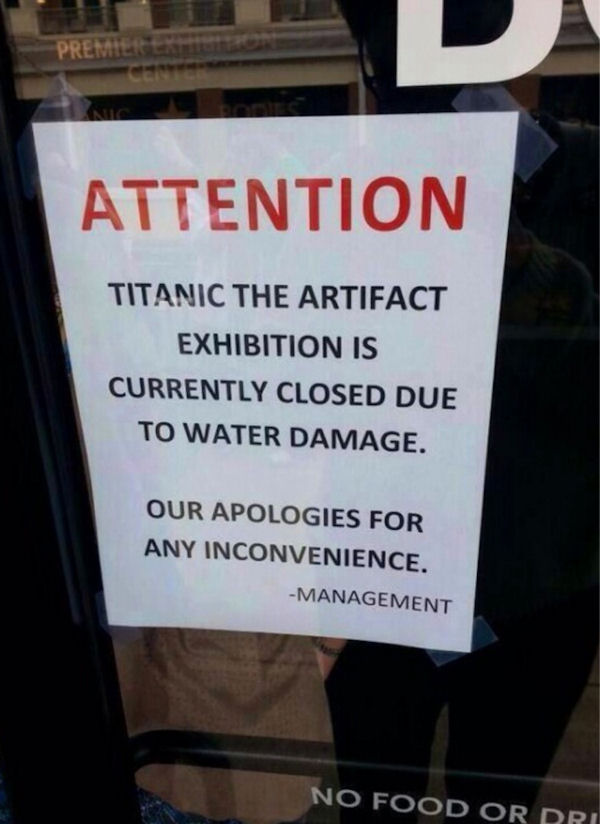 insolite degat eau exposition titanic