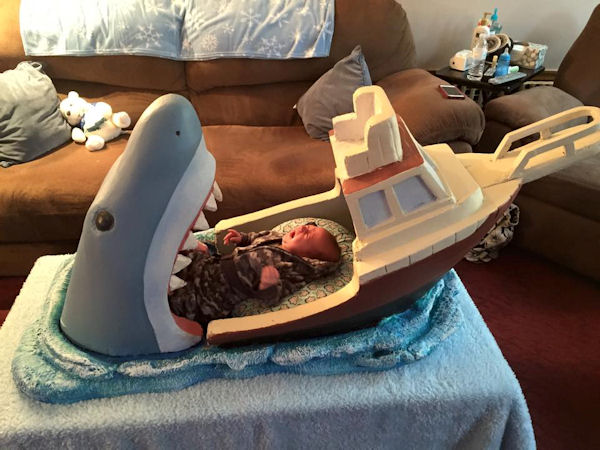 insolite bateau bebe lit requin