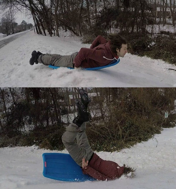 insolite faceplant luge