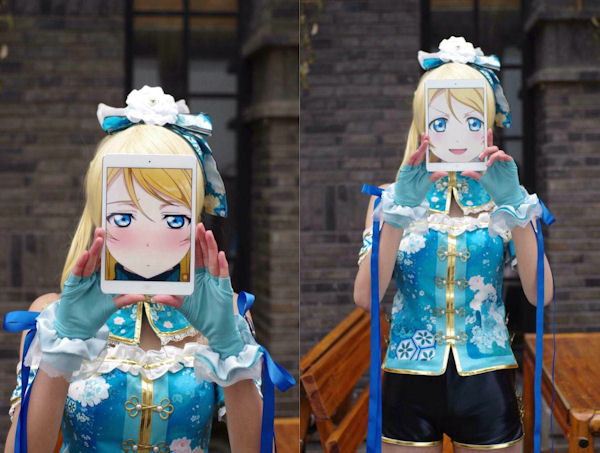 insolite cosplay ipad manga tete