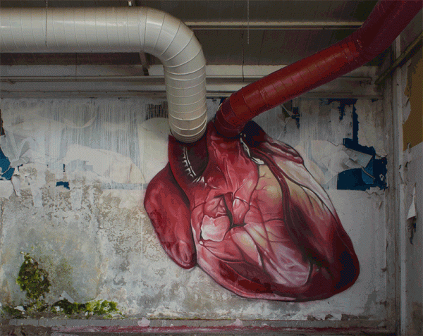 insolite animation coeur graffiti mur