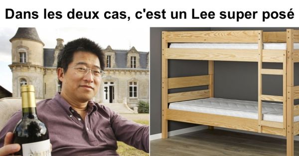 insolite homme jeu lit mot pose superpose