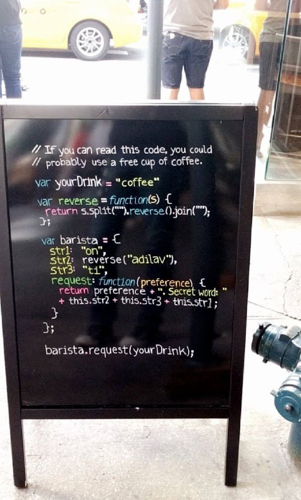 insolite bar cafe code javascript programme