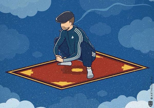 insolite adidas aladdin tapis volant