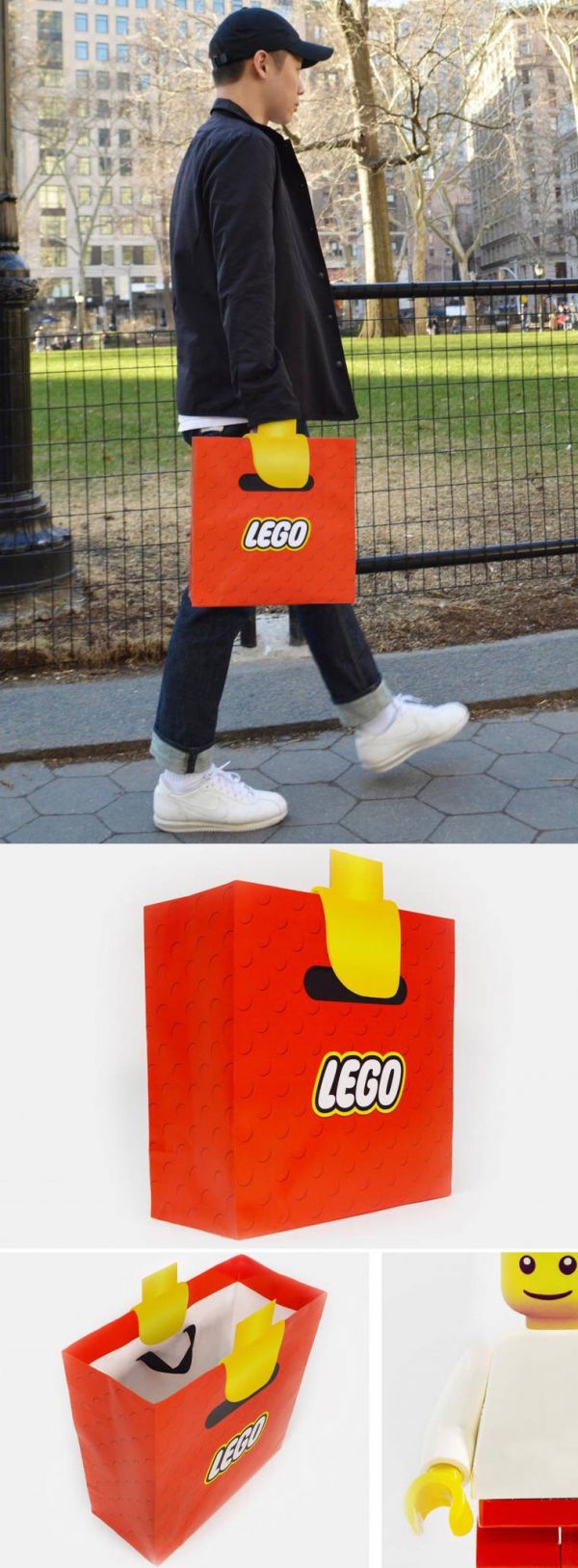 insolite lego main poignee sac