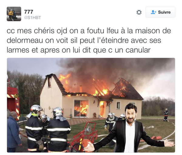 insolite blague delormeau feu hanouna larme maison