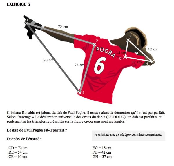 insolite dab maths pogba probleme professeur pythagore theoreme