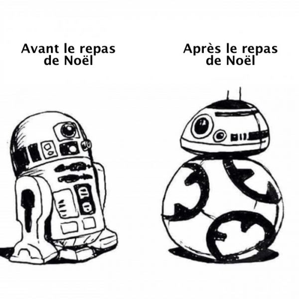 insolite apres avant bb-8 noel r2d2 repas star wars