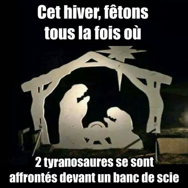 insolite athee creche noel t-rex