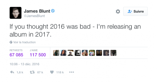 insolite album blunt chanteur humour james twitter