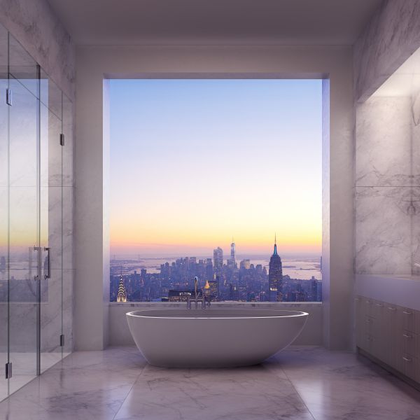 insolite appartement bain gratte-ciel new-york salle vue