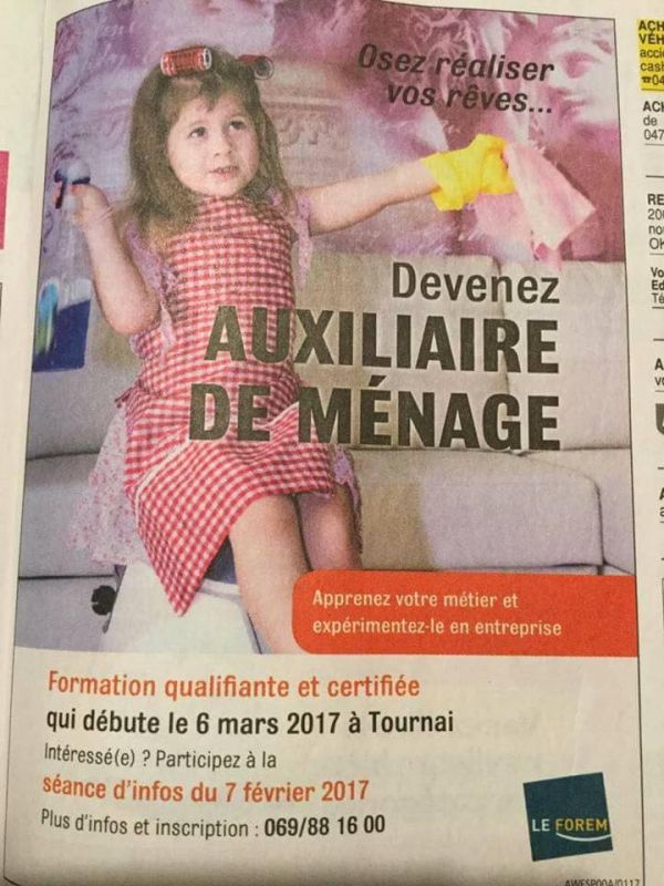 insolite auxiliaire forem menage pub reve