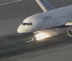 feu flamme fumee Le train d'atterrissage bloqué d'un avion JetBlue