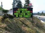 pancarte affiche Ne pas péter, feu de forêt