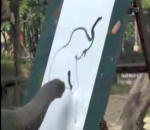 dessin peinture Un éléphant peint un autoportrait