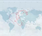 dessin carte Une valise GPS parcourt le monde pour un dessin géant
