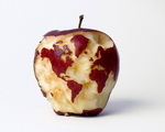 dessin carte Le monde dans une pomme