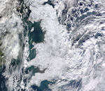 satellite photo Photo satellite de la Grande Bretagne sous la neige