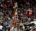 basket dunk mascotte Une mascotte fait un dunk
