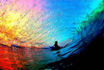 surf vague Un coucher de soleil dans une vague