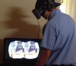 rift oculus Un homme essaie des montagnes russes virtuelles