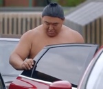 sumo Deux sumos essaient de rentrer dans une voiture