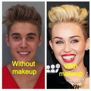 cyrus justin Justin Bieber sans et avec maquillage