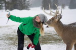 renne femme Selfie avec un renne