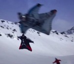 rase-motte montagne Wingsuit au ras des skieurs