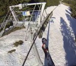 ski telesiege Slide sur un câble en speedriding