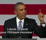 interruption Obama, coupé dans un discours, répond avec humour