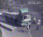 camion chargement Camionneur chanceux vs. Poutres en béton
