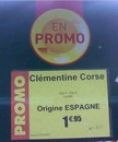 espagne Clémentine Corse (Origine Espagne)